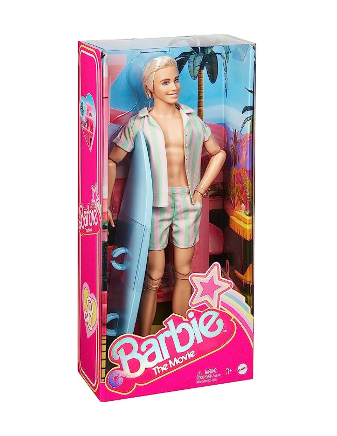 Barbie: The Movie Ken Wearing Pastel Striped Beach Matching